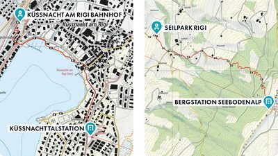 Hike Seebodenalp via cable car, rope park Rigi.