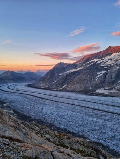 View of the Aletsch Glacier in the Unesco World Heritage Site