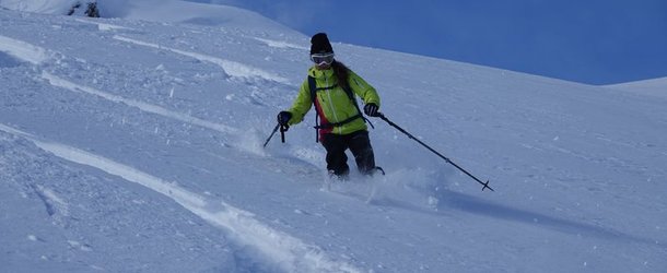 Person skiing in deep snow