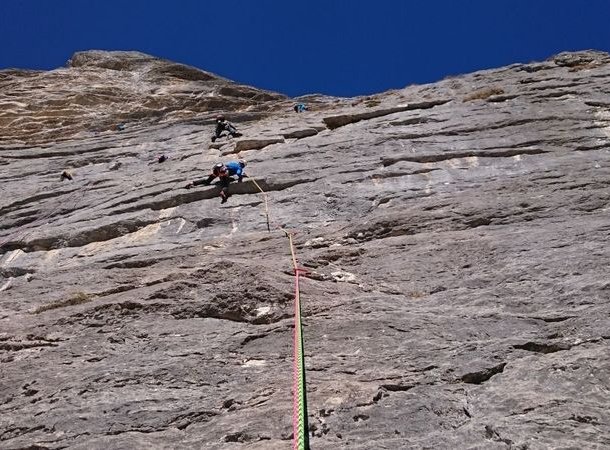 Climber in lead climbing