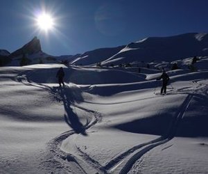Ski tourers on the descent