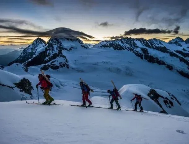 Ski tourers ascending the Jungfrau.
